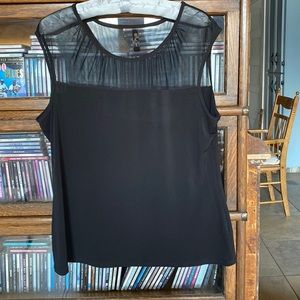 Made in Canada - Black Sleeveless Top - Sheer Fabric at the Neckline Size Large